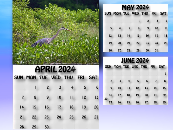 April, May, June 2024  calendar