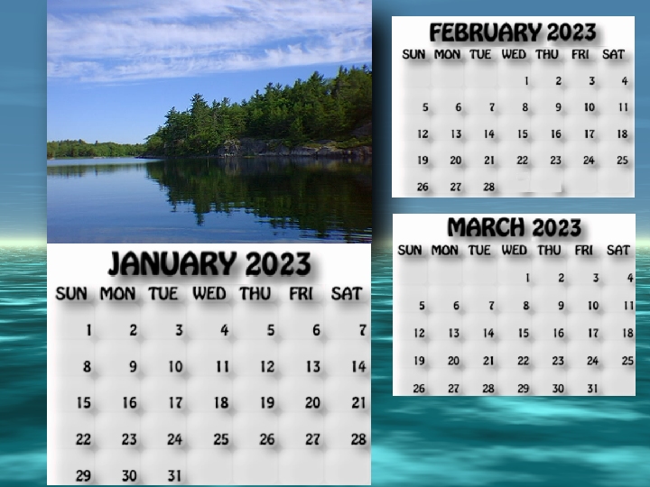 January, February, March 2023 calendar