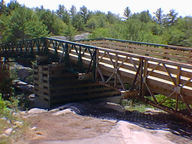 The bridge obstructs the portage